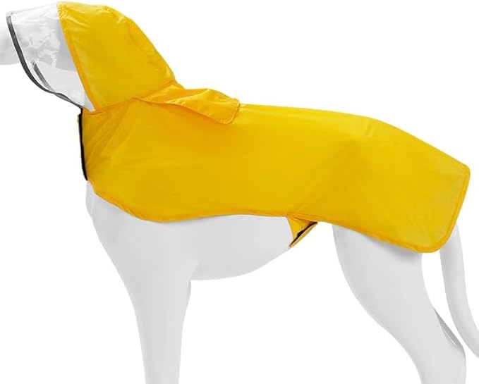 Pet Raincoat Packable Hooded Dog Rain Jacket Reflective Strips Lightweight Adjustable Poncho for Small Medium Large Dogs Yellow L