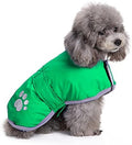 Queenmore Dog Winter Coat, Cold Weather Fleece Jacket for Dogs, Waterproof Reflective Reversible, for Small, Medium and Large Dogs (Green, XS)
