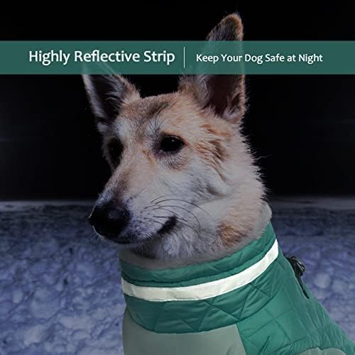 Lelepet Dog Coat Warm Dog Winter Coat Waterproof Dogs Jacket with Harness Built in Reflective Pet Fleece Vest Zip-Up Cold Weather Coats for Large Dogs Turtleneck Windproof Boston Terrier Mint Green