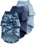 Toby II - The Perfect Tee, 3 Pack Short Sleeve Pet T-Shirt 100% Organic Cotton Tees Clothes for Small, Medium, Large Dogs, Navy Camo, X-Large
