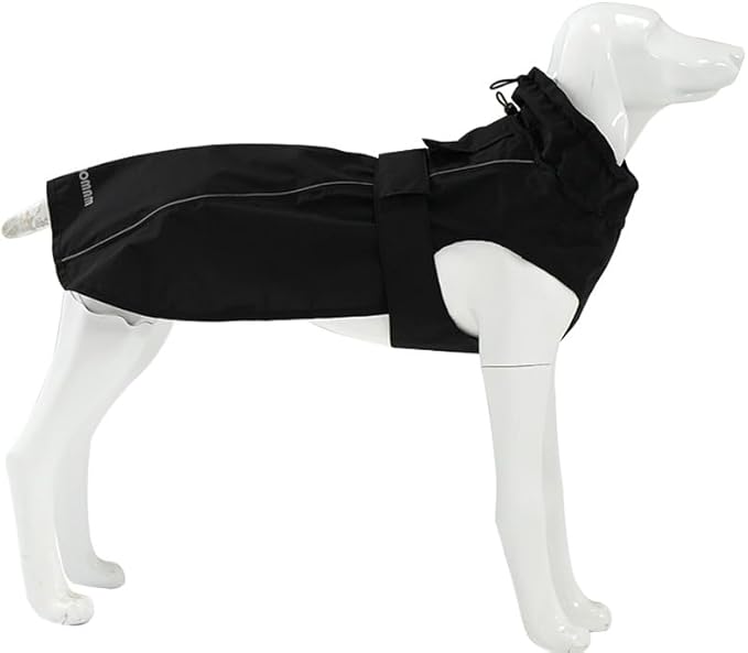 Adjustable Waterproof Dog Raincoat for Dogs,Lightweight Pet Rain Jacket Puppy Clothes with Reflective Strip for Small Medium Large Dogs (Black, Small)