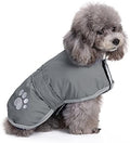 Queenmore Dog Winter Coat, Cold Weather Fleece Jacket for Dogs, Waterproof Reflective Reversible, for Small, Medium and Large Dogs (Grey, L)