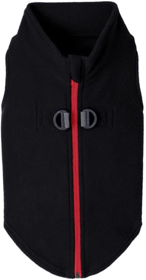 Gooby - Zip Up Fleece Vest, Fleece Jacket Sweater with Zipper Closure and Leash Ring, Black, Small