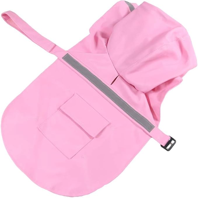 NACOCO Large Dog Raincoat Adjustable Pet Water Proof Clothes Lightweight Rain Jacket Poncho Hoodies with Strip Reflective (M, Pink)