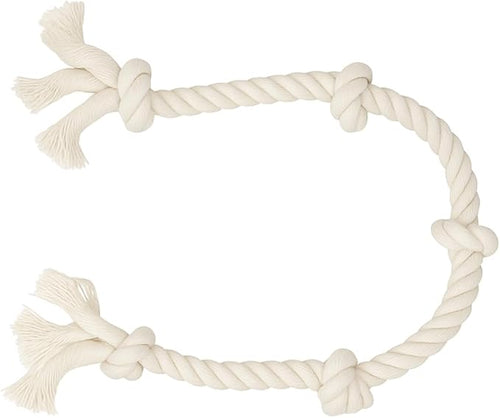 35" Dog Tug Toy – Strong 5-Knot White Cotton Rope for Active Chewers, Washable & Safe, Great for Indoor & Outdoor Play, Dental Cleaning, Medium & Large Dogs (22–88 lbs)