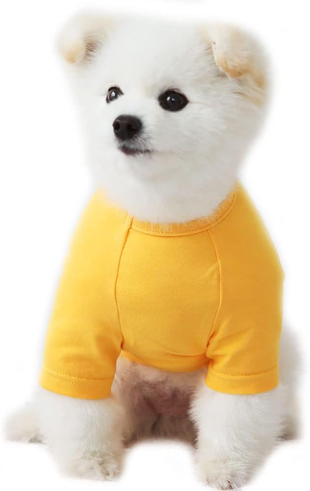 Dog Shirt for Small Dogs Plain T-Shirts Soft Breathable Dog Cotton Shirt pet Clothes (X-Small, Yellow)