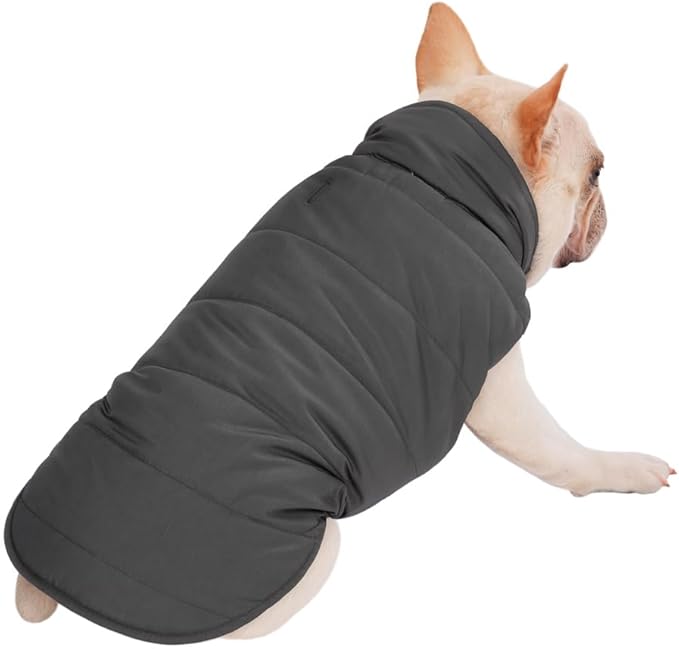 PetWarm Reversible Dog Cold Weather Coats, Waterproof Dog Puffer Vest, Vest for Dogs with Hook-and-Loop Strap, Windproof Outdoor Coat for Winter Walks and Snowy Days, Grey, 2XL