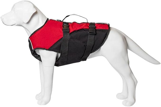 Stunt Puppy Float Doggy Life Jacket, Ergonomic Dog Life Vest for Swimming, Patented Design for Secure Fit, Medium, Red