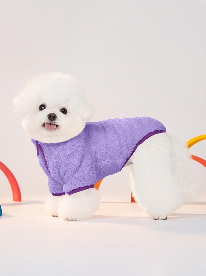 Haloumoning Dogs Fleece Winter Coats Jackets for Small and Medium Dogs Thick Full Zip Sherpa Turtleneck Puppy Jackets