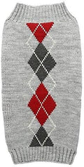 Alemon Grey Argyle Knit Pet Sweaters Clothes for Small Dogs, Classic Gray X-Small (XS) Size