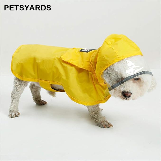 Pet Raincoat Packable Hooded Dog Rain Jacket Reflective Strips Lightweight Adjustable Poncho for Small Medium Large Dogs Yellow L