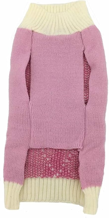 Argyle Dog Sweaters for Small Dogs, Knit Turtleneck Girl Dog Cats Sweater Clothes, Small (S) Size Pink