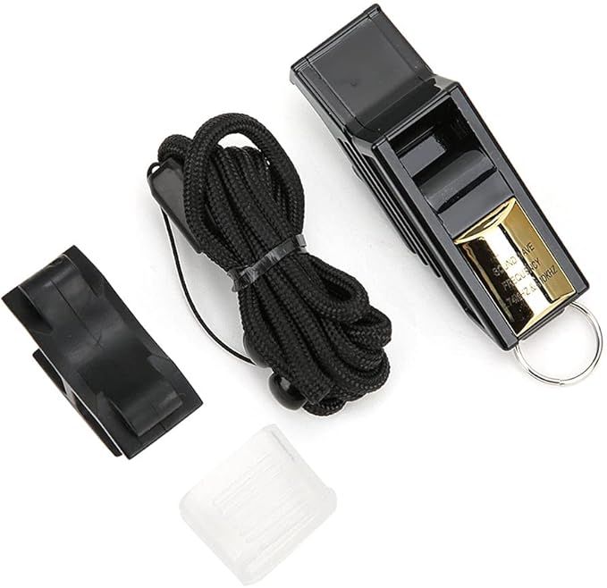 Loud Crisp Coach Whistle, Dog Whistle with Lanyard, Sports Referee Whistle for Adults Hiking Camping Training Basketball Football(Black&Gold)