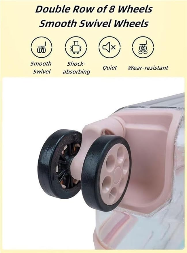 Rolling Pet Trolley Case, Portable Hard Shell Pet Carrier, Clear Plastic Cat Travel Box, Suitable for Cats and Dogs(Pink,11.4 * 16.1 * 25.2in)