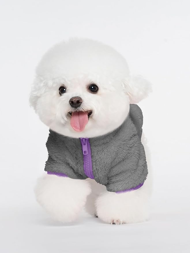 Haloumoning Dogs Fleece Winter Coats Jackets for Small and Medium Dogs Thick Full Zip Sherpa Turtleneck Puppy Jackets