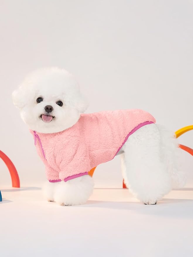 Haloumoning Dogs Fleece Winter Coats Jackets for Small and Medium Dogs Thick Full Zip Sherpa Turtleneck Puppy Jackets
