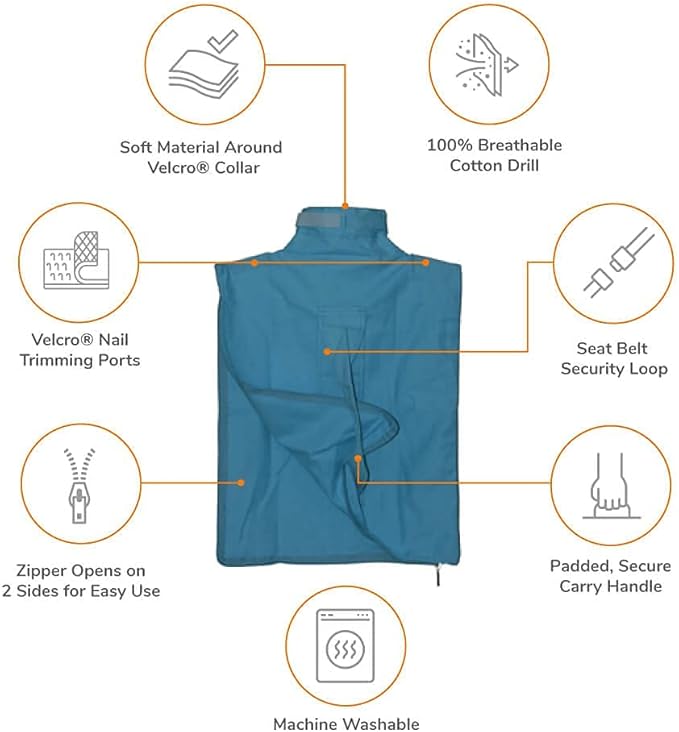 Cat-in-the-Bag Cozy Comfort Carrier - Extra Large Light Blue Cat Carrier Soft and Pet Carrier Administration, Grooming, Vet Visits, Dental Care, and Nail Trimming