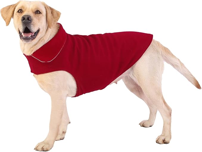 Fleece Dog Coat Pet Jacket Reflective for Cold Weather for Extra Large to Small Pets(Red,XL)