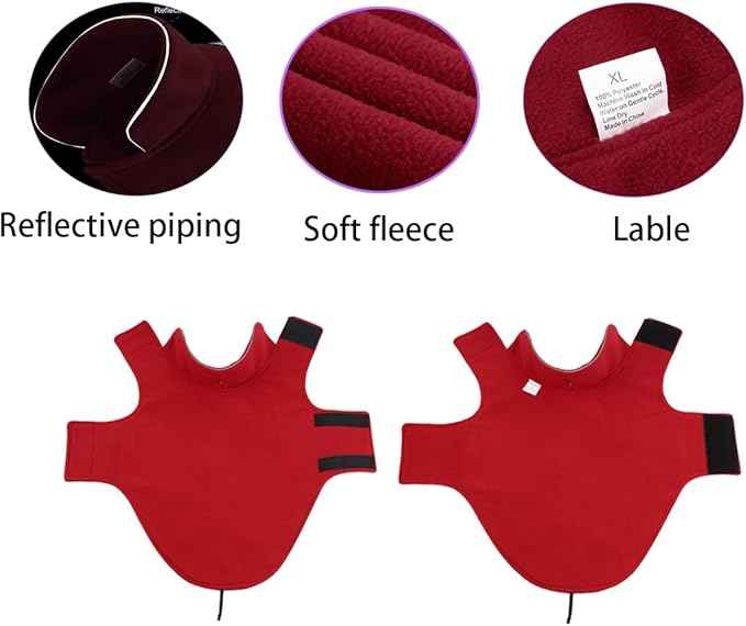 Fleece Dog Coat Pet Jacket Reflective for Cold Weather for Extra Large to Small Pets(Red,S)