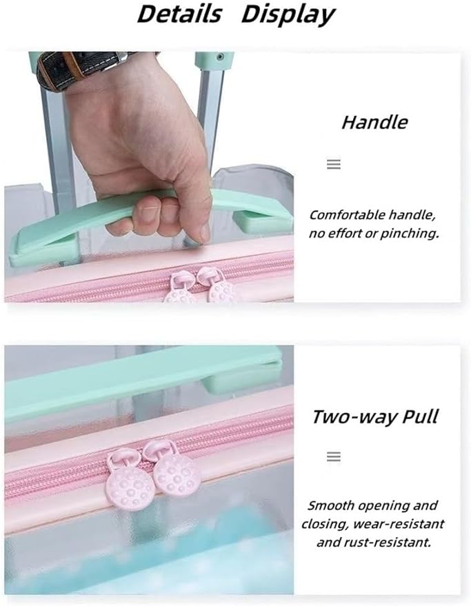 Rolling Pet Trolley Case, Portable Hard Shell Pet Carrier, Clear Plastic Cat Travel Box, Suitable for Cats and Dogs(Green,11.4 * 15.4 * 16.1in)