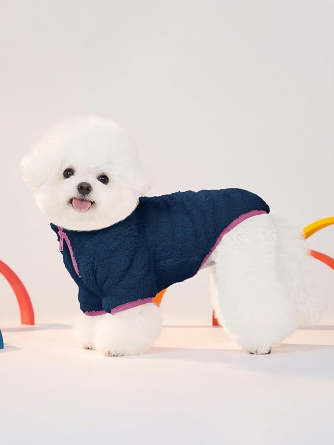 Haloumoning Dogs Fleece Winter Coats Jackets for Small and Medium Dogs Thick Full Zip Sherpa Turtleneck Puppy Jackets