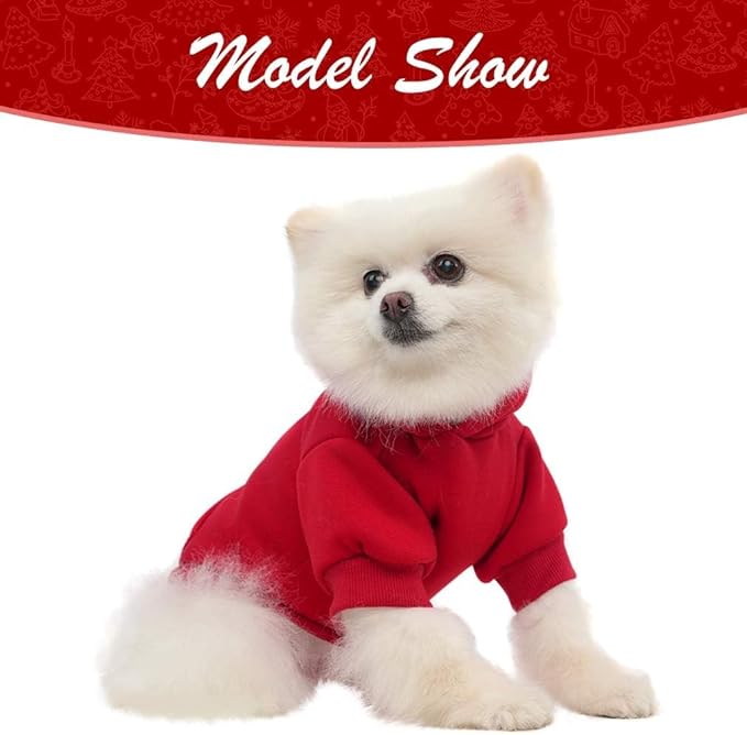 KOOLTAIL Basic Dog Hoodie - Soft and Warm Dog Hoodie Sweater with Leash Hole and Pocket, Dog Winter Coat, Cold Weather Clothes Sweatshirt for Small Medium Large Dogs Puppy Cat Boys Girls Red SM