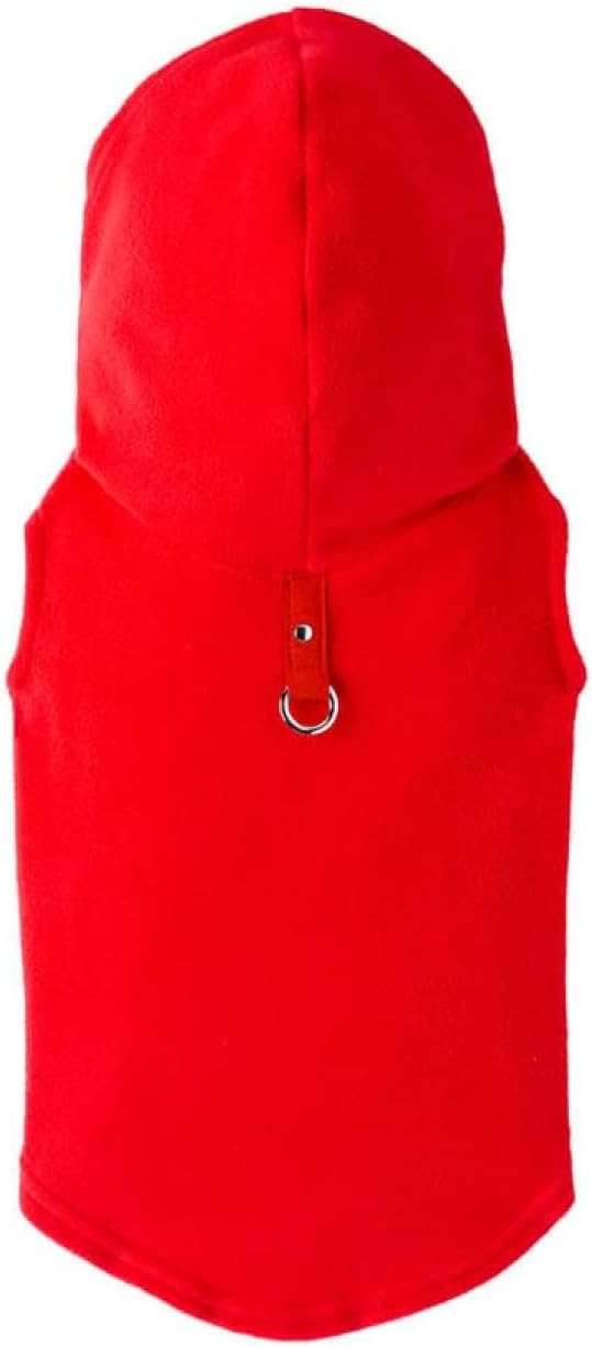 Gooby - Fleece Vest Hoodie, Small Dog Pull Over Hooded Fleece Jacket with Leash Ring, Red, Large