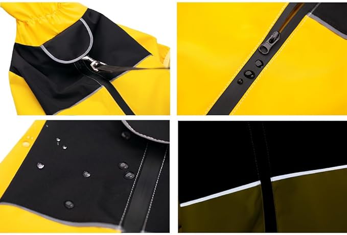 Dog Raincoat,Waterproof Windproof Rain Jacket,All-Weather Jacket,for Small Medium Large Extra Large Dogs (Yellow, Large)