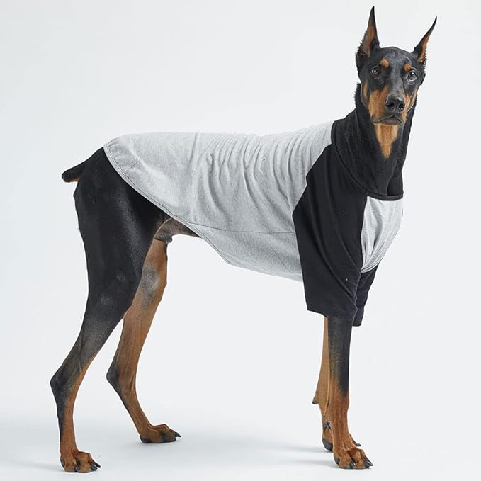 Dog Shirt for Small and Large Dogs Raglan Cotton T-Shirts Soft Breathable Dog Shirts pet Clothes Gray Series (5X-Large, Gray/Black)