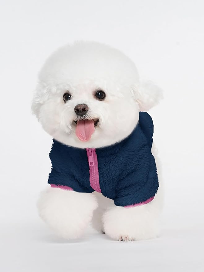Haloumoning Dogs Fleece Winter Coats Jackets for Small and Medium Dogs Thick Full Zip Sherpa Turtleneck Puppy Jackets