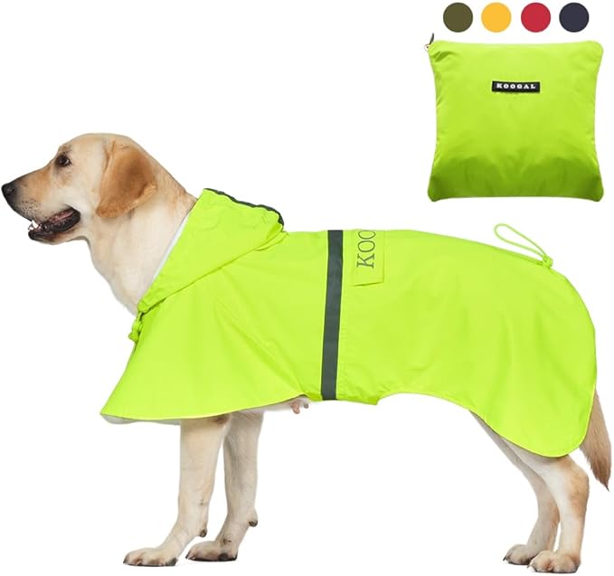 Pet Large Dog Raincoat Apparel Poncho Waterproof for Medium Large Sized for Dog Raincoat Clothes Jacket (Fluor Yellow,5XL)