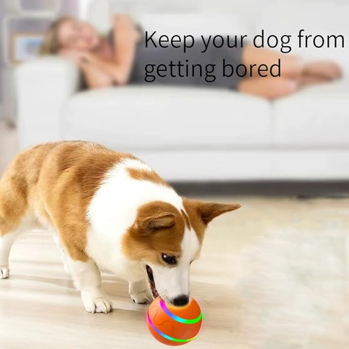 Interactive Dog Toys Dog Ball - 2025 Newly Upgraded Durable Motion Activated Automatic Moving, Bouncing, and Rotating Ball for Medium/Large Dogs, USB Rechargeable, Orange