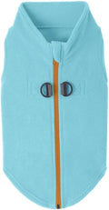 Gooby Zip Up Fleece Dog Sweater - Turquoise, Medium - Warm Pullover Fleece Step-in Dog Jacket with Dual D Ring Leash for Small to Medium Dogs