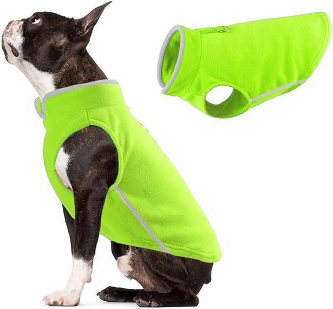 JACKO & CO - Fleece Vest Dog Sweater with Leash Ring - Soft, Warm & Lightweight Pullover Coat for Small & Medium Dogs, Puppies & Cats - Cozy Fall/Winter/Spring Pet Jacket (Lime Green, Large 10-16lbs)