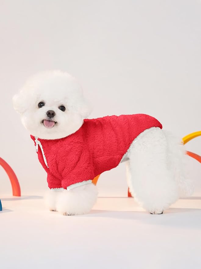 Haloumoning Dogs Fleece Winter Coats Jackets for Small and Medium Dogs Thick Full Zip Sherpa Turtleneck Puppy Jackets