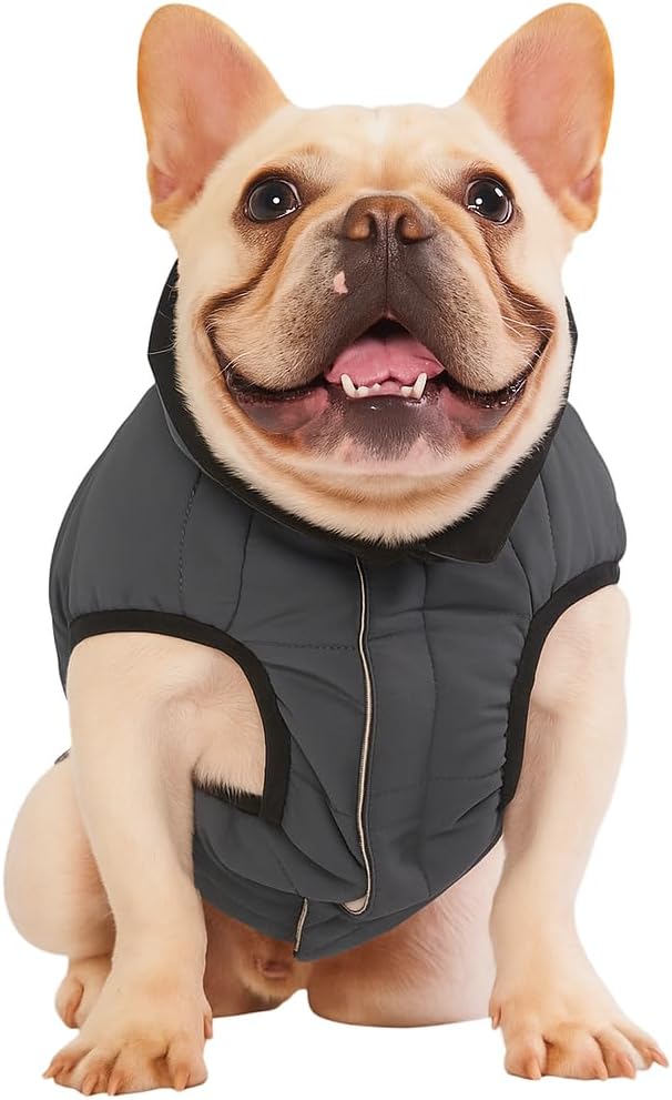 PetWarm Reversible Dog Cold Weather Coats, Waterproof Dog Puffer Vest, Vest for Dogs with Hook-and-Loop Strap, Windproof Outdoor Coat for Winter Walks and Snowy Days, Grey, 2XL
