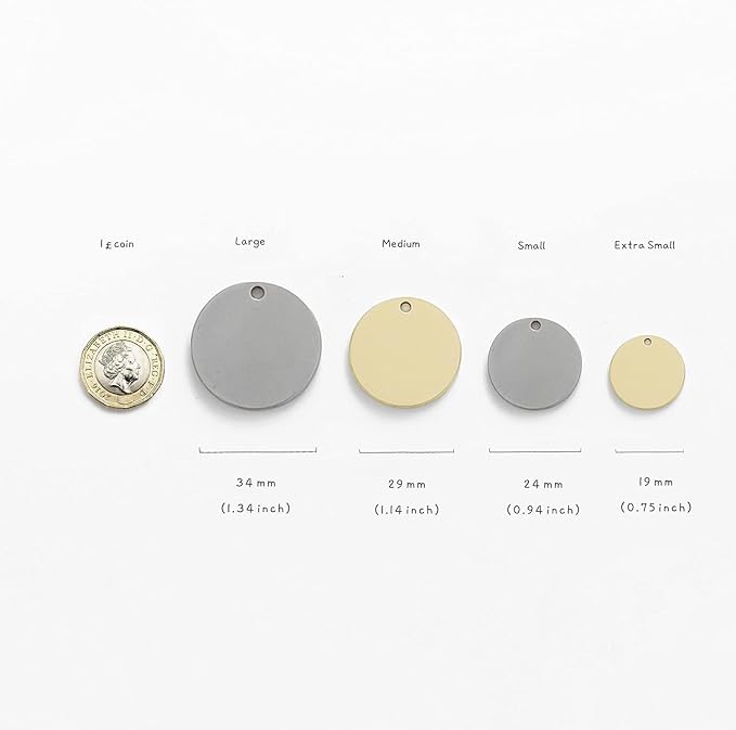 HM001 Cats Dogs ID Tags Personalized Lovely Symbols Pets Collar Name Accessories Custom Engraved Supplies for Four Legged Child Necklace Chain Anti-Lost Metal Simple Charm (Shiny Brass, Small 0.94")