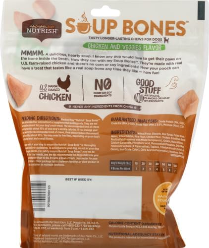 Rachael Ray Nutrish Soup Bones Dog Treats, Chicken & Veggies Flavor, 6 Bones