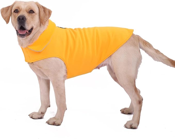 Fleece Dog Coat Pet Jacket Reflective for Cold Weather for Extra Large to Small Pets(Yellow,S)