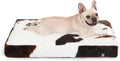 Bedfolks Waterproof Crate Bed, Plush Dog Kennel Pad with Removable Washable Cover, Faux Fur, Fluffy 35"x23", Cow Print