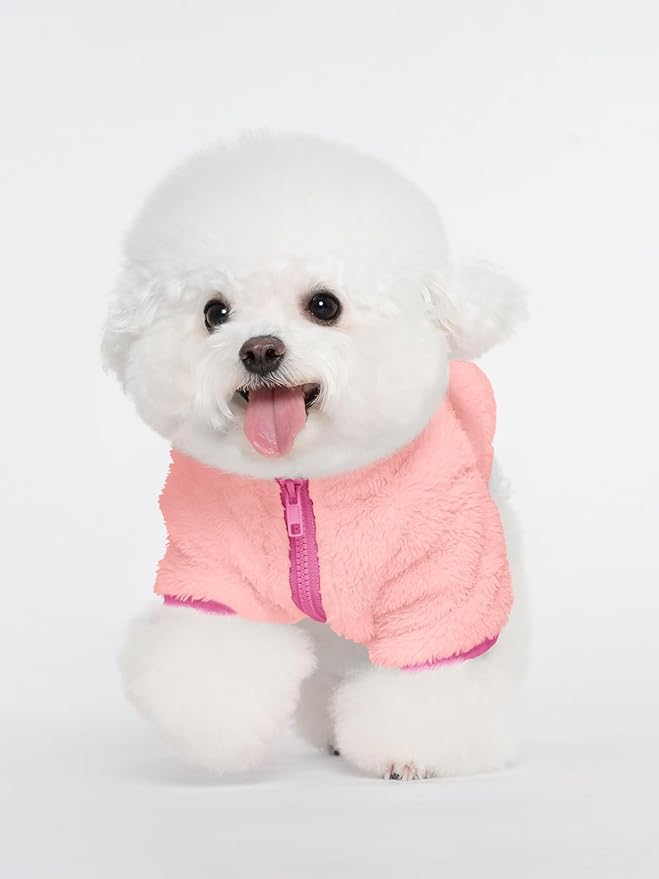 Haloumoning Dogs Fleece Winter Coats Jackets for Small and Medium Dogs Thick Full Zip Sherpa Turtleneck Puppy Jackets