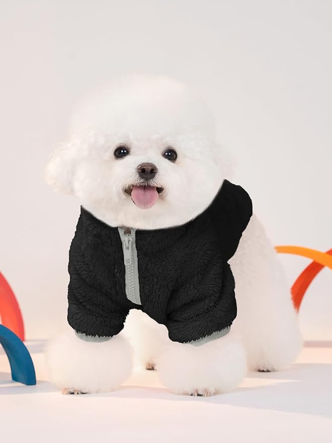 Haloumoning Dogs Fleece Winter Coats Jackets for Small and Medium Dogs Thick Full Zip Sherpa Turtleneck Puppy Jackets