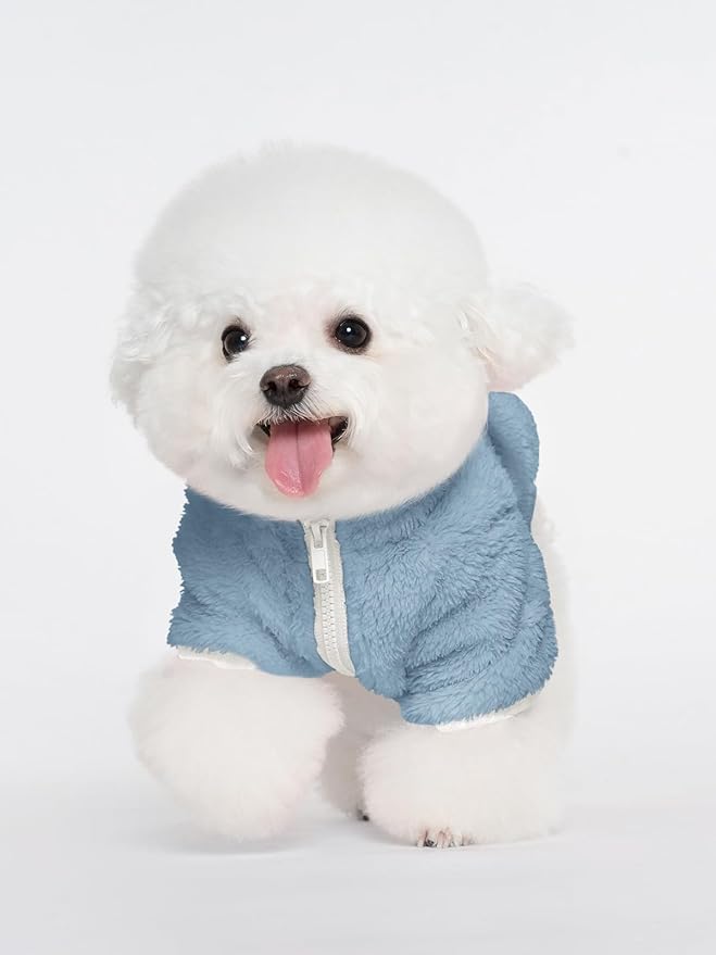 Haloumoning Dogs Fleece Winter Coats Jackets for Small and Medium Dogs Thick Full Zip Sherpa Turtleneck Puppy Jackets
