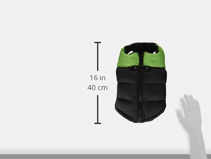 Gooby Padded Vest Dog Jacket - Green, Medium - Warm Zip Up Vest Fleece Jacket with Dual D Ring Leash Water Resistant for Small to Medium Dogs