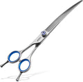 Left Handed Curved Scissors for Dog Grooming Professional 8 inch Long Downward Curved Shears Grooming for Poodle Large Dogs Pet 30°Japanese 440C Stainless Steel (8.0 curved)