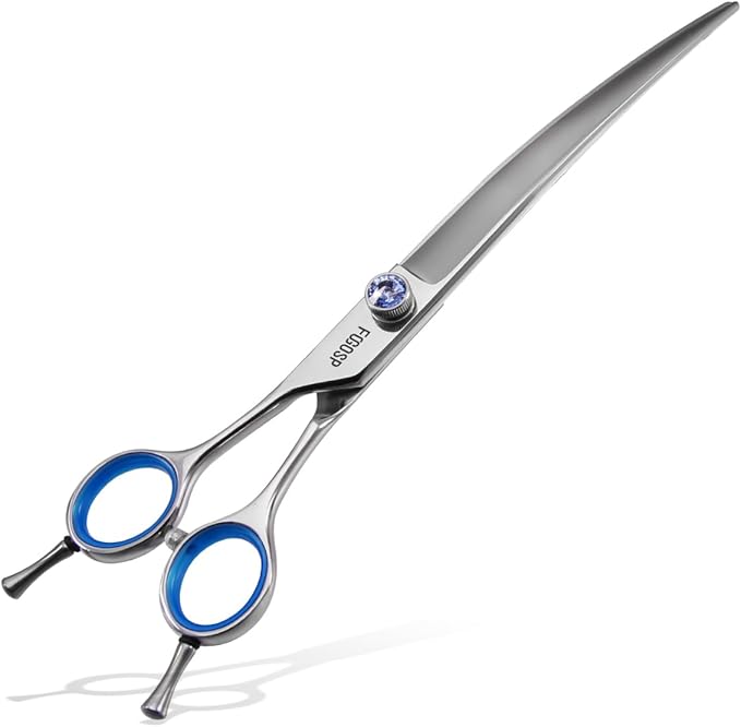 Left Handed Curved Dog Grooming Scissors 7.5 inch Professional Curved Shears Grooming for Poodle Large Dogs Pet 30 Degree Japanese 440C Super Sharp (7.5 curved)