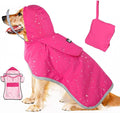 SlowTon Dog Raincoat, Adjustable Dog Rain Jacket Clear Hooded Double Layer, Waterproof Poncho with Reflective Strip Straps and Storage Pocket for Small Medium Large Dogs Puppies(FU XXXL)
