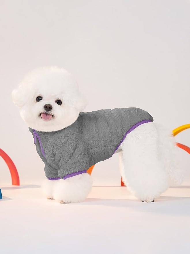 Haloumoning Dogs Fleece Winter Coats Jackets for Small and Medium Dogs Thick Full Zip Sherpa Turtleneck Puppy Jackets
