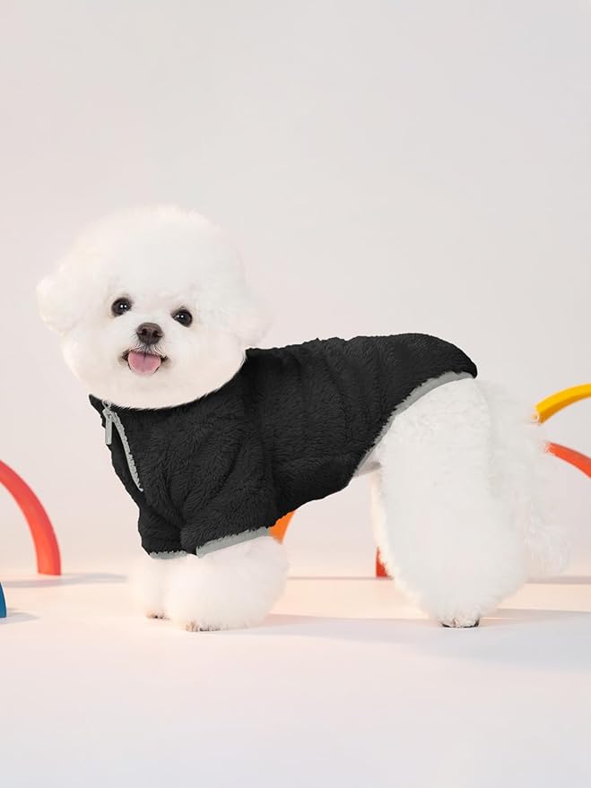 Haloumoning Dogs Fleece Winter Coats Jackets for Small and Medium Dogs Thick Full Zip Sherpa Turtleneck Puppy Jackets