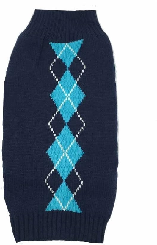 Alemon Argyle Knit Pet Sweaters Clothes for Dogs Pets, Classic Blue Dog Sweater Small (S) Size